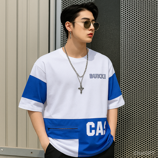 BTS-Jungkook | BUKKL Oversized Loose Fit Double Side Printed Round Neck Trending Cotton T-shirt For Men